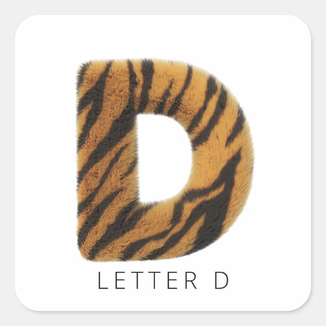 Letter D tiger fur Square Sticker (Front)