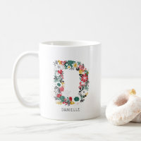 Letter D | Whimsical Floral Letter Monogram I Mug