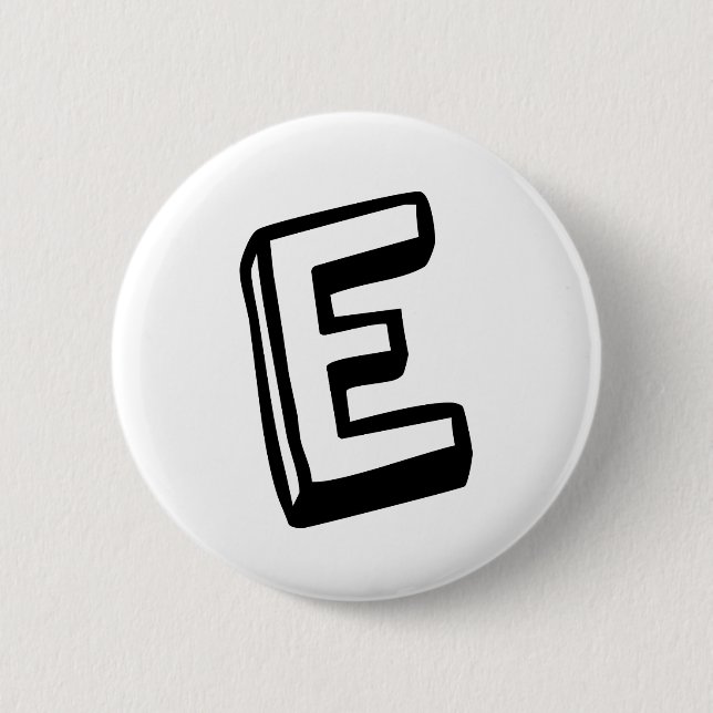 Letter E 6 Cm Round Badge (Front)