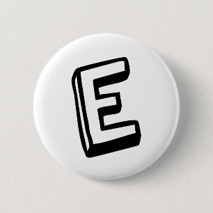 Letter E 6 Cm Round Badge