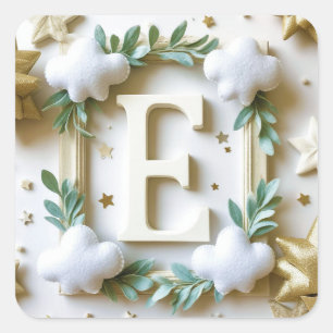 🌸 Letter E Baby Shower Name Design 🌸 Square Sticker