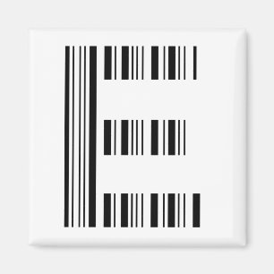 LETTER E BAR CODE First Initial Barcode Pattern Magnet