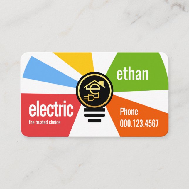 Letter-e Bright Electric Bulb Business Card (Front)