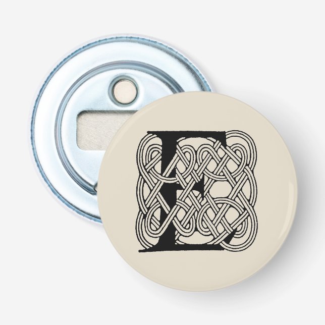 Letter E Celtic Knot Vintage Monogram Bottle Opener (Front)