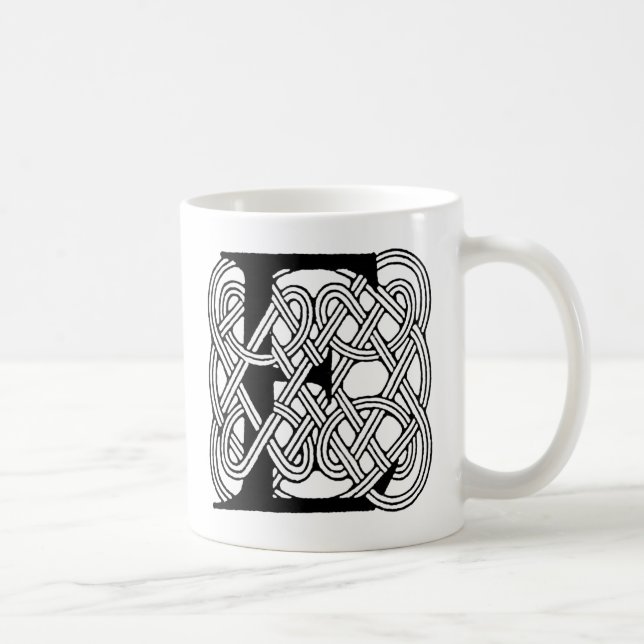Letter E Celtic Knot Vintage Monogram Coffee Mug (Right)