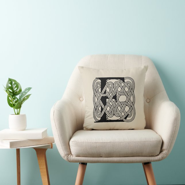 Letter E Celtic Knot Vintage Monogram Cushion (Chair)
