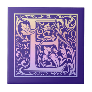 Letter E Colourful Vintage First Letter Gradient Tile