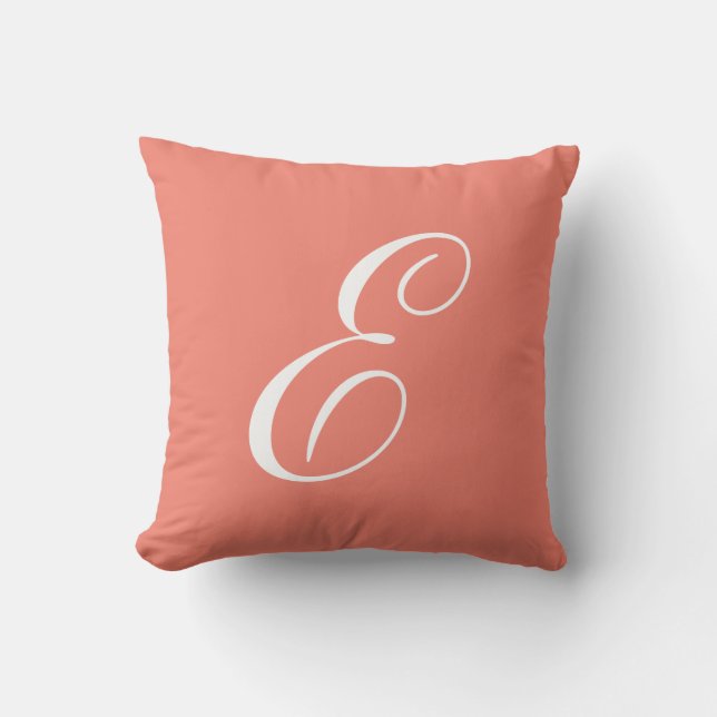 Letter E Coral Monogram Pillow (Front)