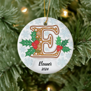 Letter E Custom Christmas Ceramic Tree Decoration