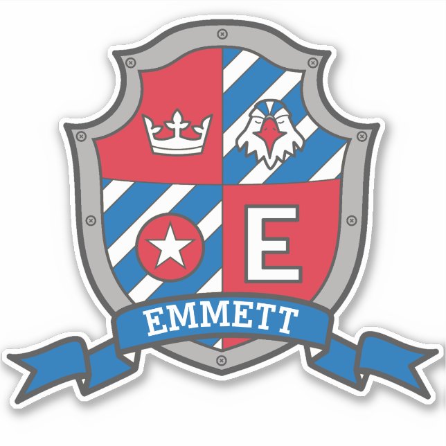 Letter E custom name Emmett knights crest Sticker (Front)