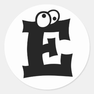 Letter E Eyeballs Alphabet by Janz White Classic Round Sticker