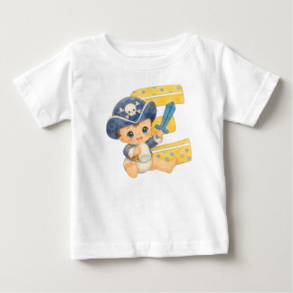 Letter 'E': Little Pirate Captain Baby T-Shirt