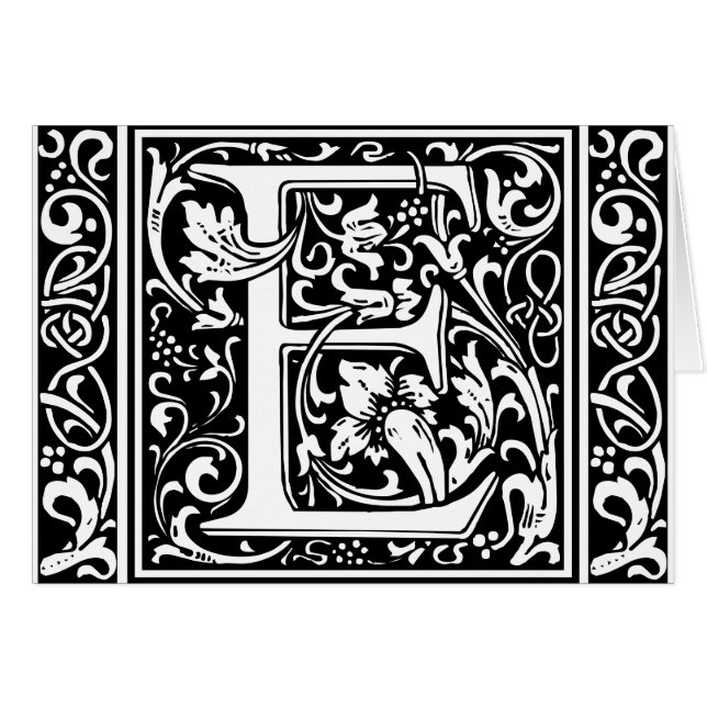 Letter E Mediaeval Monogram Art Nouveau (Front Horizontal)