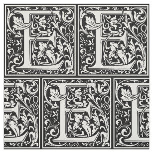 Letter E Mediaeval Monogram Art Nouveau Fabric
