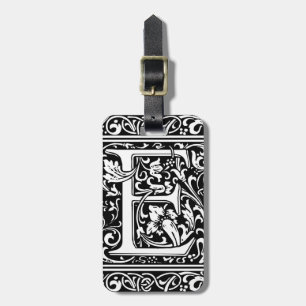 Letter E Mediaeval Monogram Art Nouveau Luggage Tag