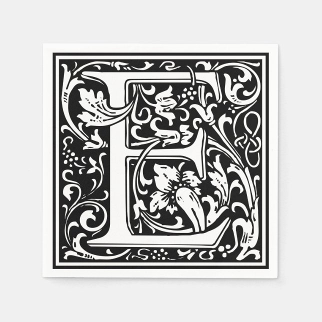 Letter E Mediaeval Monogram Art Nouveau Napkin (Front)
