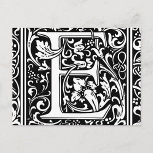 Letter E Mediaeval Monogram Art Nouveau Postcard