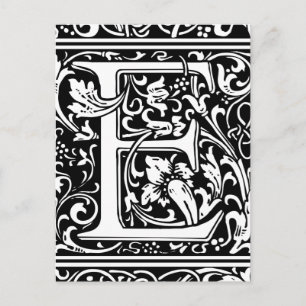 Letter E Mediaeval Monogram Art Nouveau Postcard