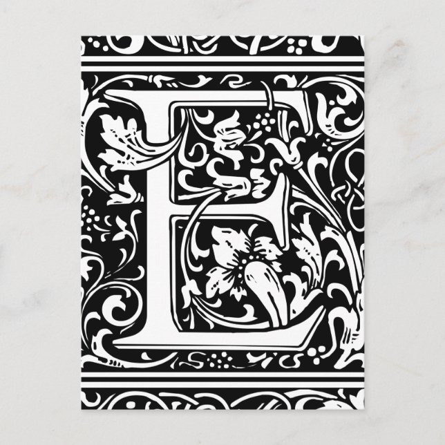 Letter E Mediaeval Monogram Art Nouveau Postcard (Front)