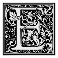 Letter E Mediaeval Monogram Art Nouveau