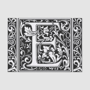 Letter E Mediaeval Monogram Art Nouveau Tissue Paper