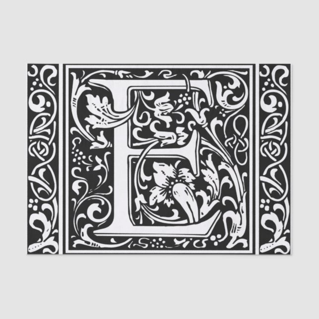 Letter E Mediaeval Monogram Art Nouveau Tissue Paper (Front)