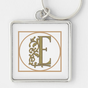 LETTER E MONOGRAM Beautiful Wedding New Home Gift Key Ring