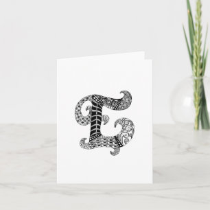 Letter E Monogram in Black and White Note Card