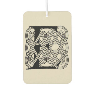 Letter E Monogram Vintage Celtic Knot Print Car Air Freshener