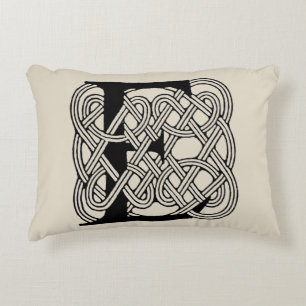 Letter E Monogram Vintage Celtic Knot Print Decorative Cushion