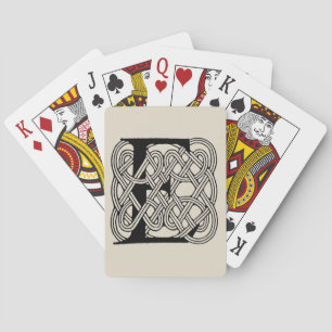 Letter E Monogram Vintage Celtic Knot Print Playing Cards