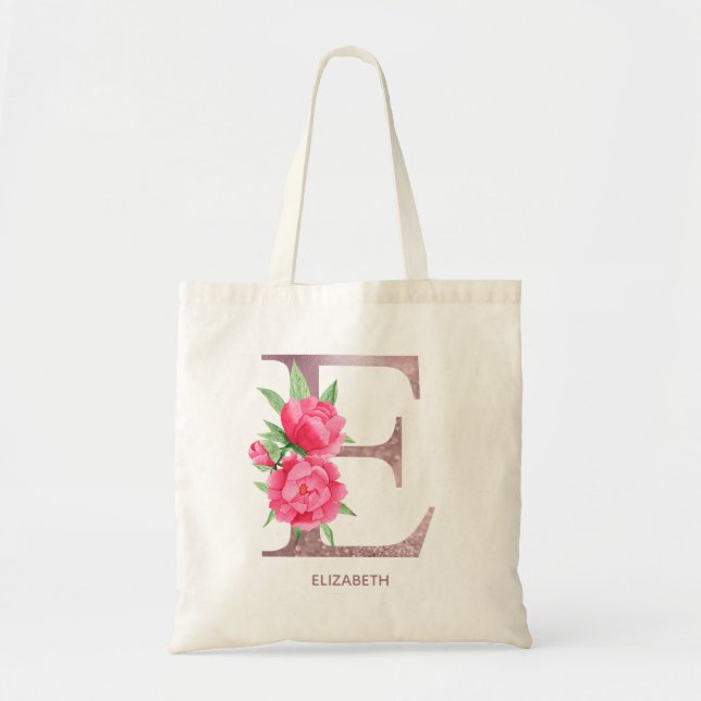 Letter E Personalised name monogram bridesmaid     Tote Bag (Front)