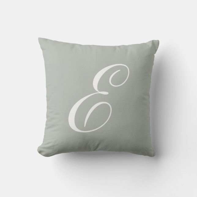 Letter E Silver Grey Monogram Pillow (Front)