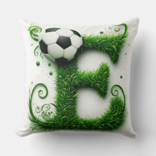 ⚽ Letter E Soccer Grass Topiary Sports Decor 🌿 Cushion