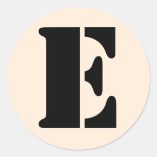 Letter E Stencil Alphabet by Janz Antique White Classic Round Sticker