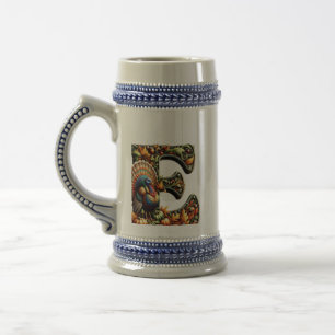 Letter E Thanksgiving style gift Beer Stein