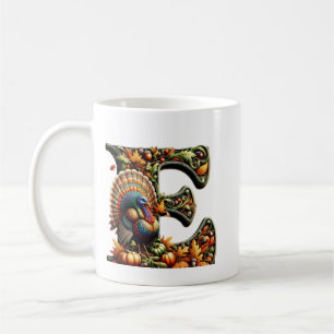 Letter E Thanksgiving style gift Coffee Mug