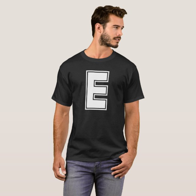 Letter E University Style Personalized Alphabet T-Shirt (Front Full)