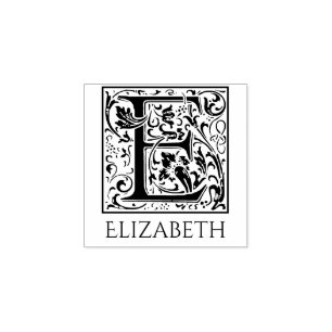Letter E Vintage First Letter with Name Rubber Stamp