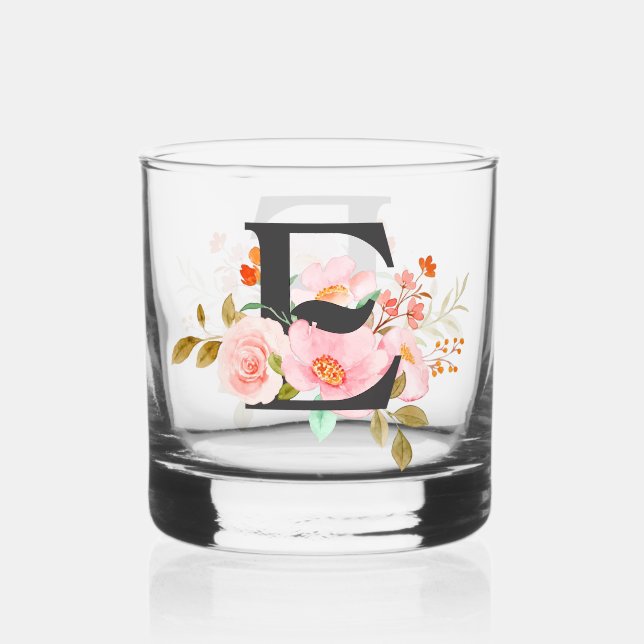 Letter E Whiskey Glass (Front)