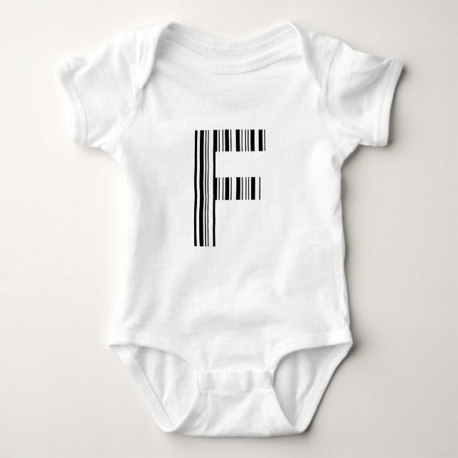 LETTER F BAR CODE First Initial Barcode Pattern Baby Bodysuit (Front)