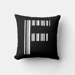 LETTER F BAR CODE First Initial Barcode Pattern Cushion