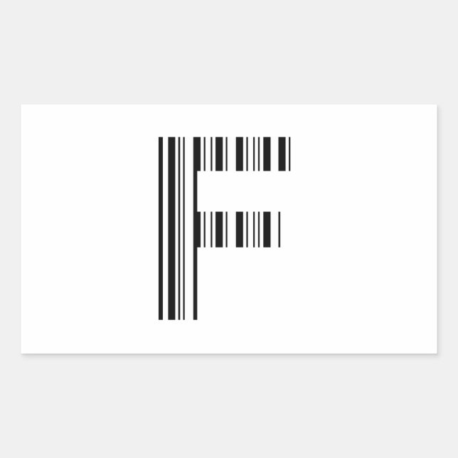 LETTER F BAR CODE First Initial Barcode Pattern Rectangular Sticker (Front)