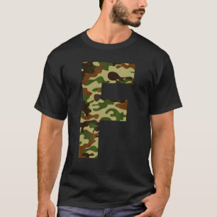 Letter F Capital Alphabet Camouflage Initial T-Shirt