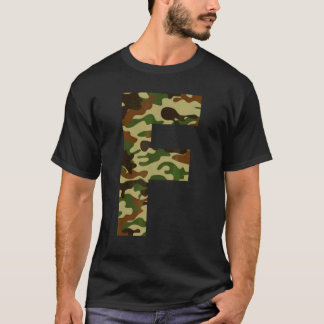 Letter F Capital Alphabet Camouflage Initial T-Shirt