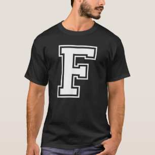Letter F Capital Alphabet College Varsity Monogram T-Shirt