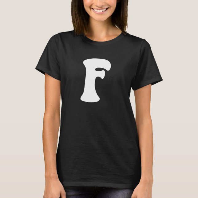 Letter F Capital Alphabet Team Groups Costume Matc T-Shirt (Front)