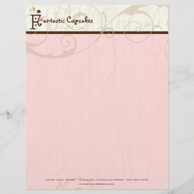 Letter F Cupcake Business Letterhead (Front)