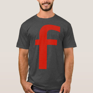 Letter f in Red Text Minimal Typography T-Shirt