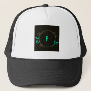 Letter F logo with leafs custom Monogram Initial Trucker Hat